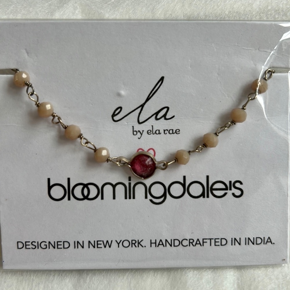 Ela Rae Pink & Cream Precious Stone Bracelet